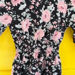 Kokao Paris Floral Vintage Black + Pink Dress